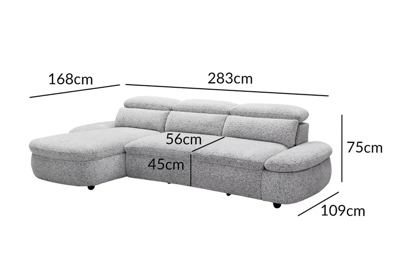 Canapé d'angle relax électrique en tissu bouclette gris CLEMENT - Angle gauche