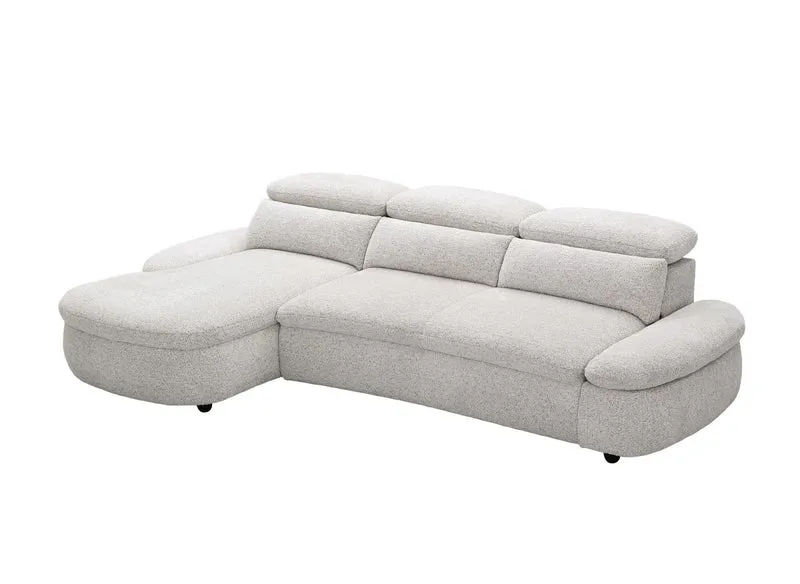 Canapé d'angle relax électrique en tissu bouclette beige CLEMENT - Angle gauche