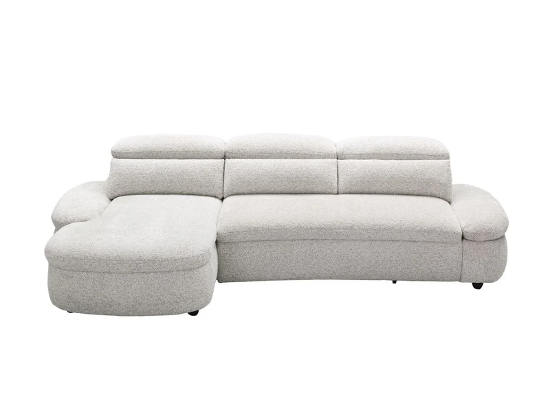 Canapé d'angle relax électrique en tissu bouclette beige CLEMENT - Angle gauche