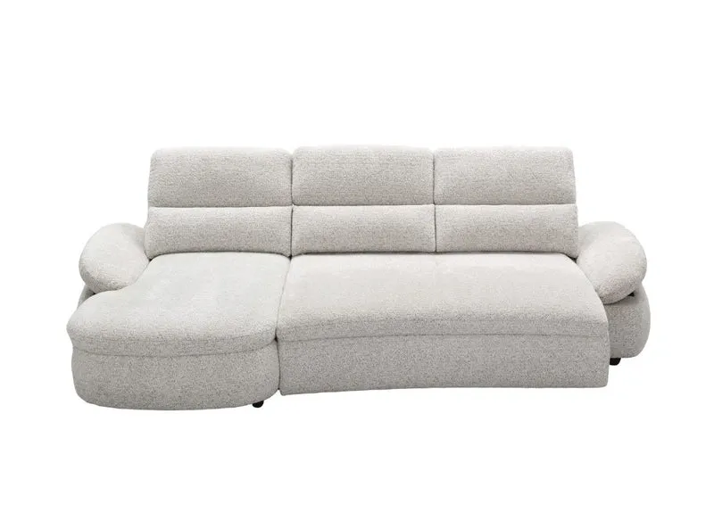 Canapé d'angle relax électrique en tissu bouclette beige CLEMENT - Angle gauche