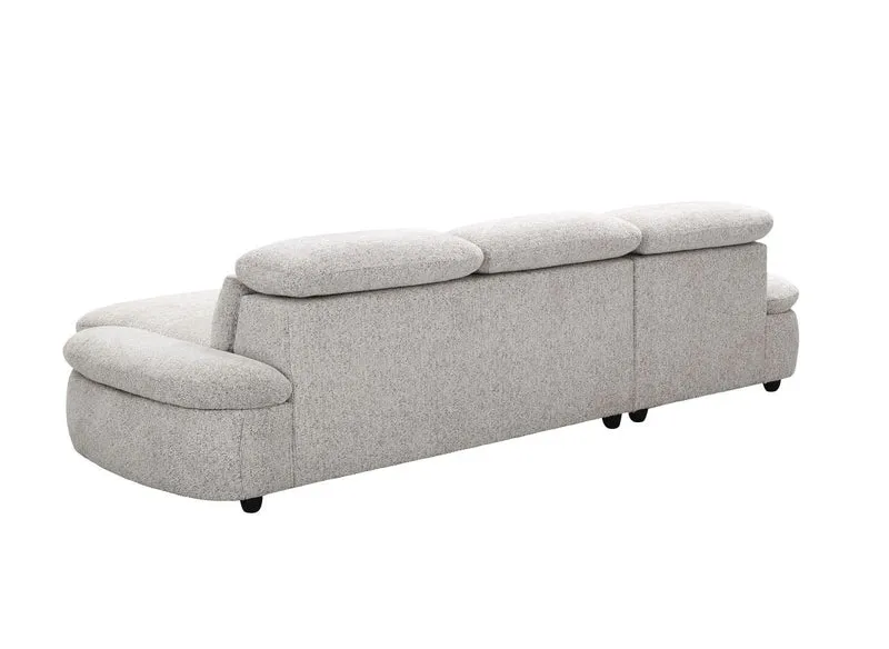 Canapé d'angle relax électrique en tissu bouclette beige CLEMENT - Angle gauche