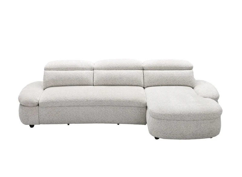 Canapé d'angle relax électrique en tissu bouclette beige CLEMENT - Angle droit