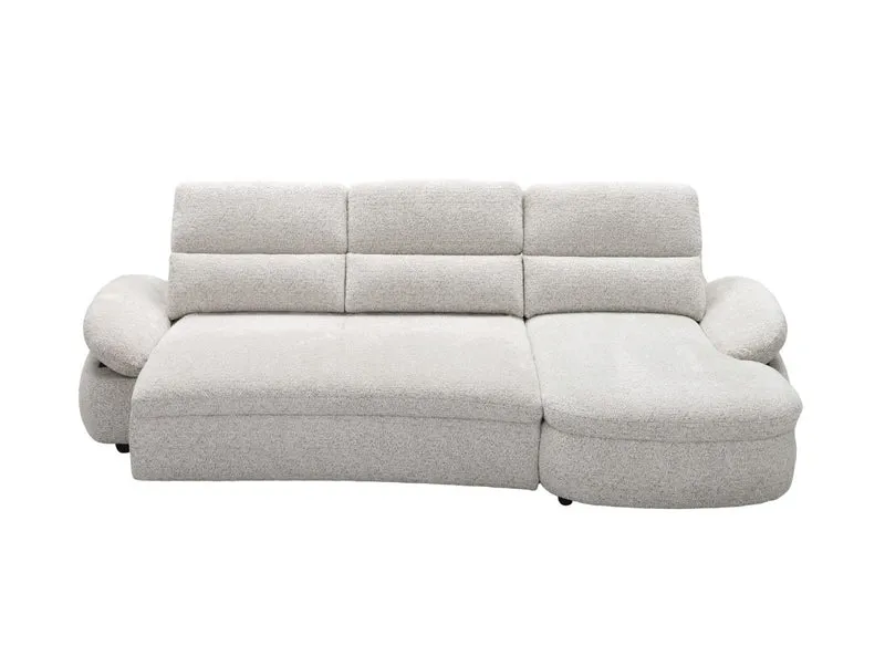 Canapé d'angle relax électrique en tissu bouclette beige CLEMENT - Angle droit