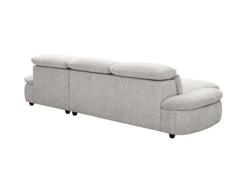Canapé d'angle relax électrique en tissu bouclette beige CLEMENT - Angle droit
