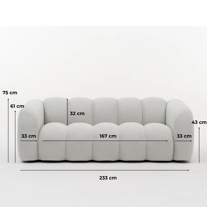 LUGANO 3 - seater sofa light grey