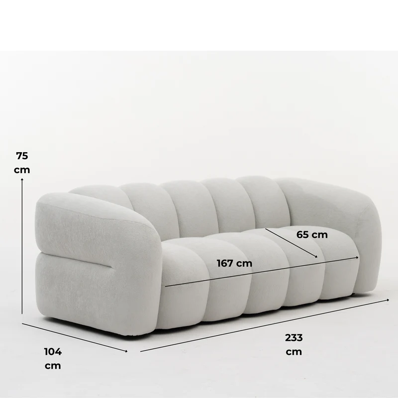 LUGANO 3 - seater sofa light grey