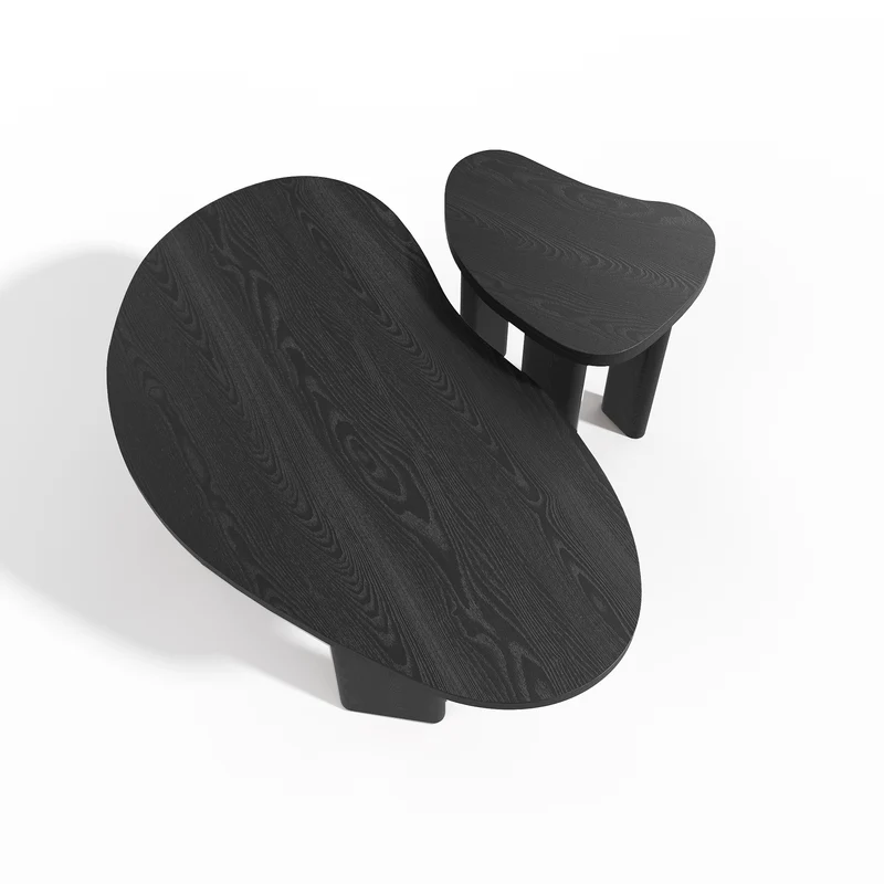 Lot de 2 tables basses gigognes SEVA frêne noir