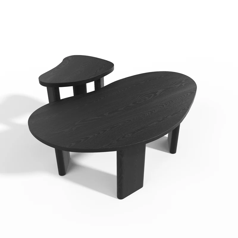 Lot de 2 tables basses gigognes SEVA frêne noir