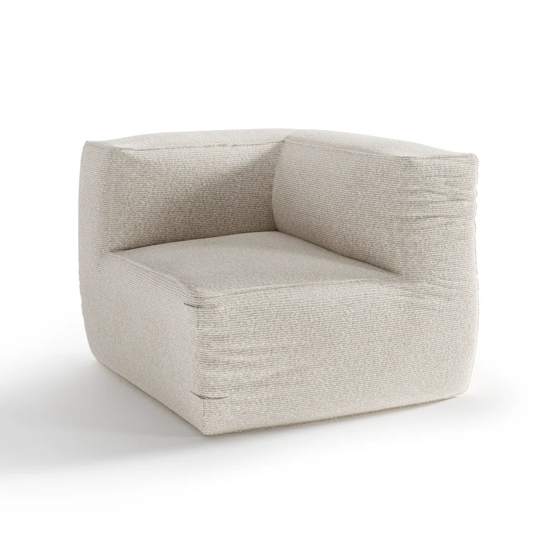 Angle - Canapé d'extérieur BAIA tissu bouclette beige chiné