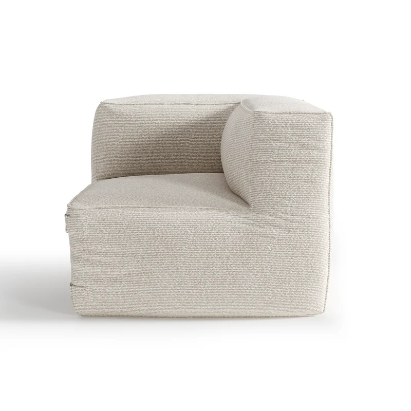 Angle - Canapé d'extérieur BAIA tissu bouclette beige chiné