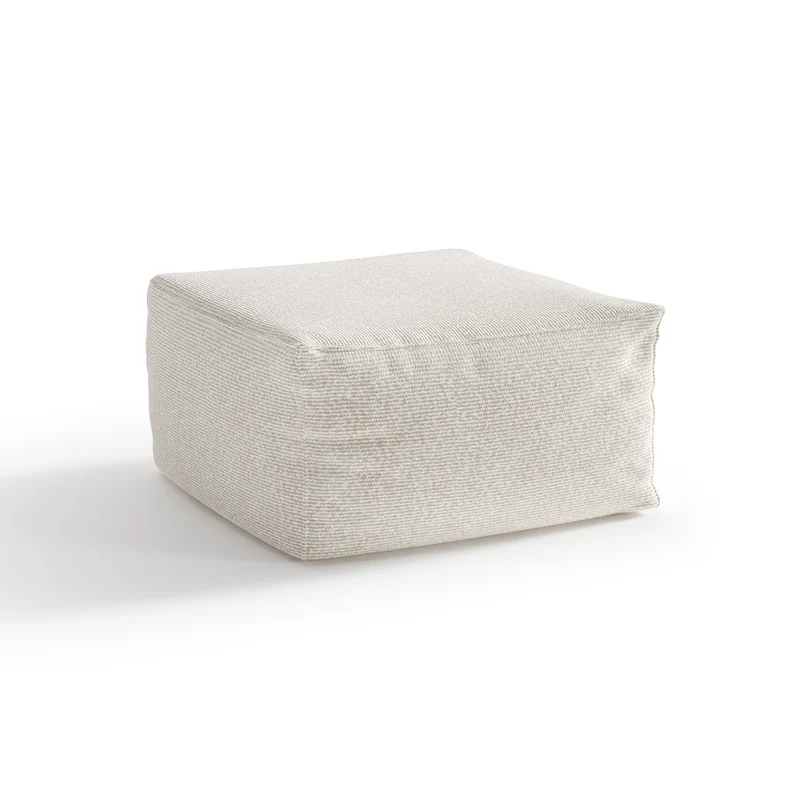 Pouf d'extérieur BAIA tissu bouclette beige chiné