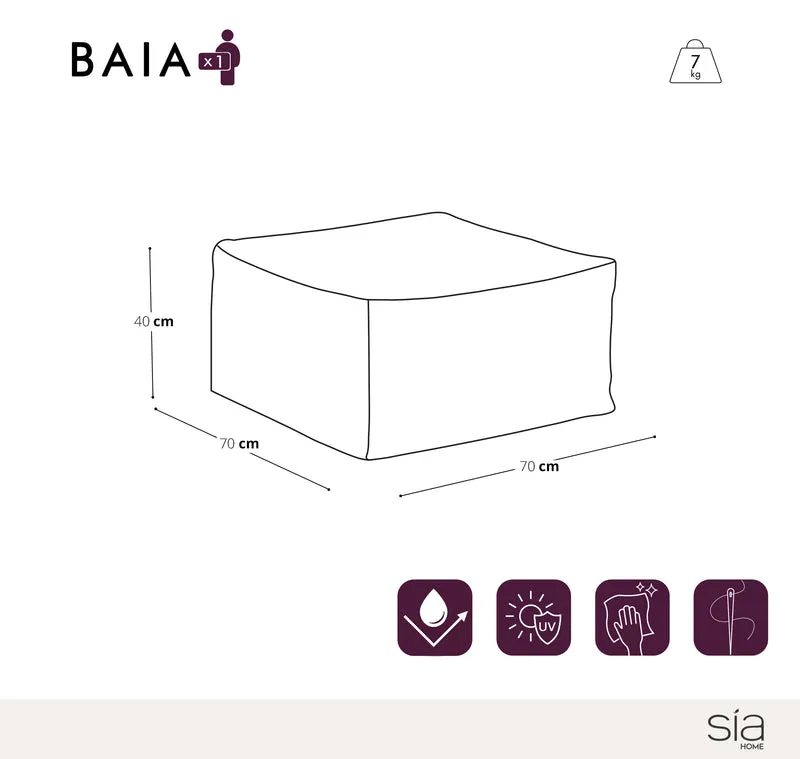 Pouf d'extérieur BAIA tissu bouclette beige chiné