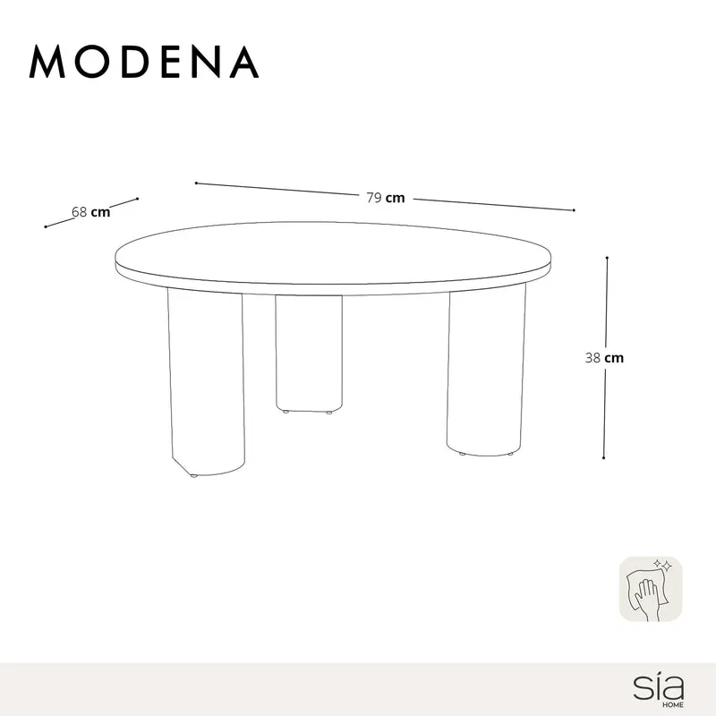 Table basse MODENA en marbre naturel et bois noyer foncé 79cm