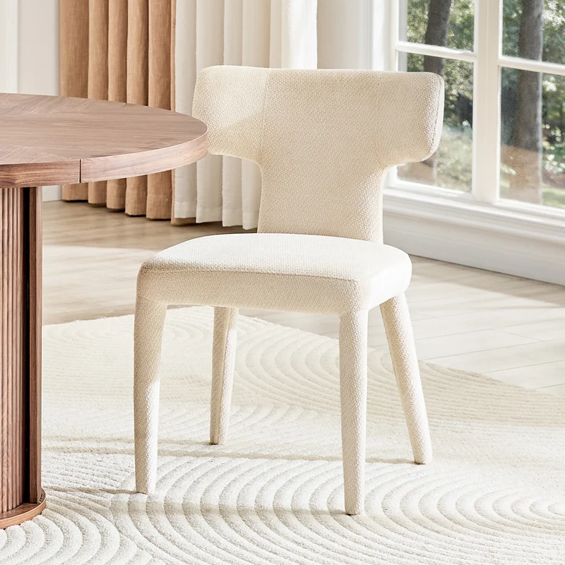 Lot de 2 chaises de salle à manger blanches en tissu, dossier forme T moderne RUSTICVANITYART
