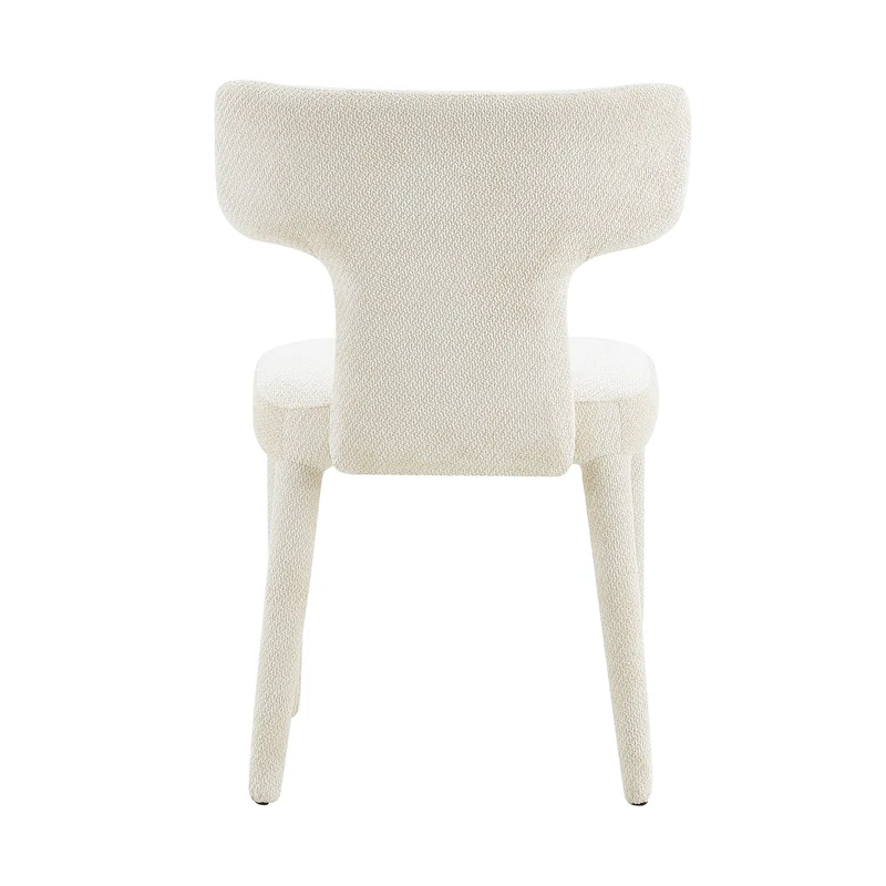 Lot de 2 chaises de salle à manger blanches en tissu, dossier forme T moderne RUSTICVANITYART