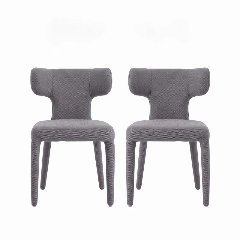 Lot de 2 chaises de salle à manger grises en tissu, dossier T moderne RUSTICVASEART