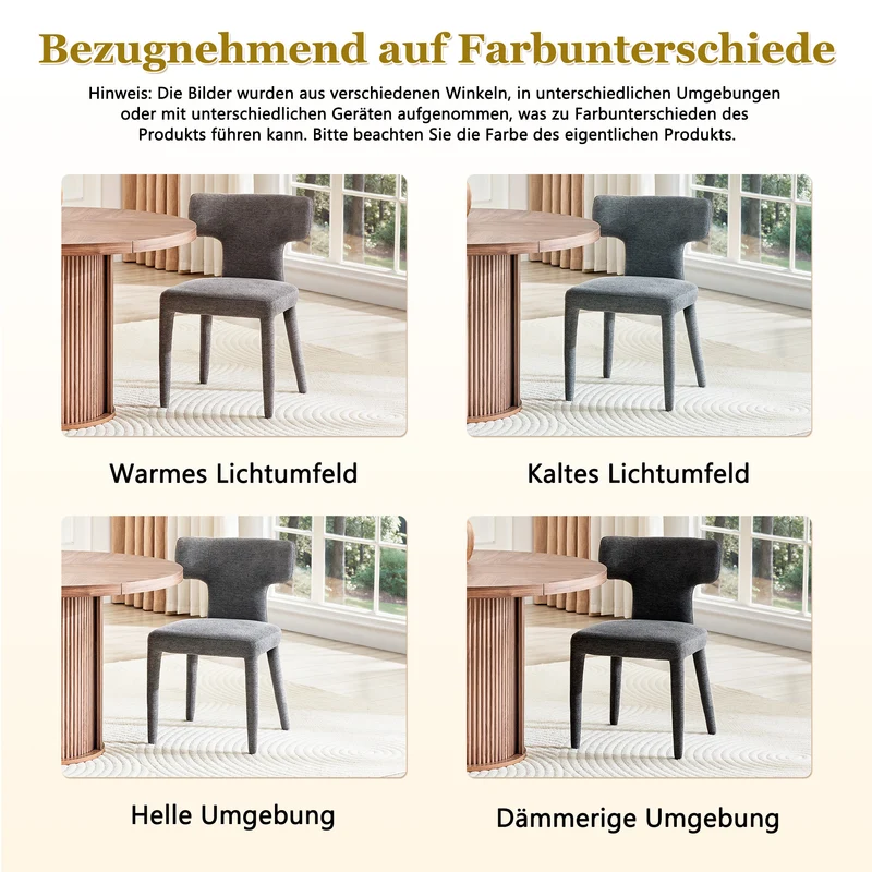 Lot de 2 chaises de salle à manger grises en tissu, dossier T moderne RUSTICVASEART