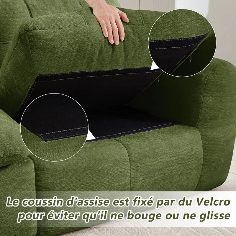 Canapé modulable 2 places vert en chenille profond et moelleux 194cm RUSTICCURTAINSET