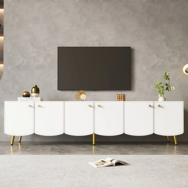 Meuble TV blanc et doré 6 portes, style moderne 180cm SCANDINAVIANCURTAIN