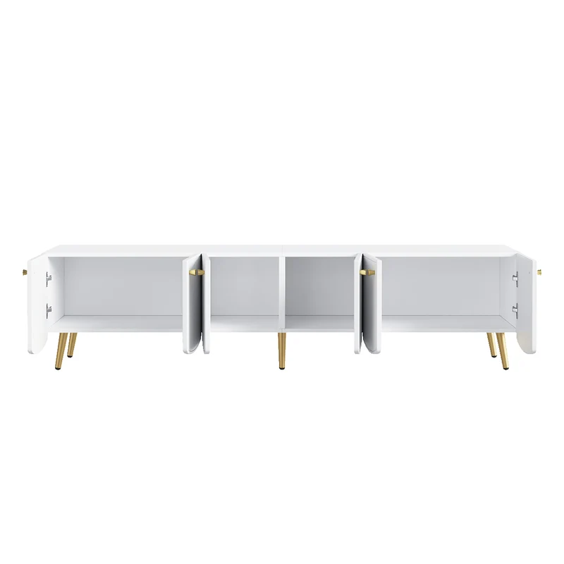 Meuble TV blanc et doré 6 portes, style moderne 180cm SCANDINAVIANCURTAIN