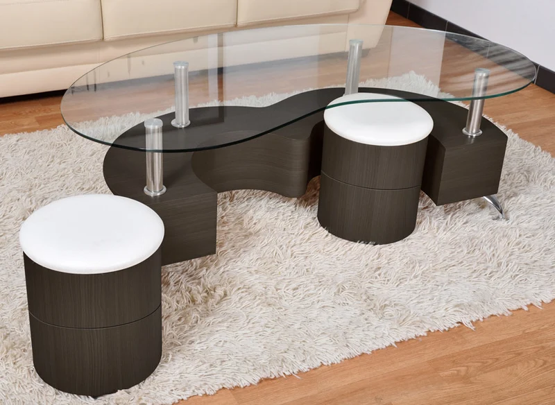 Table basse ORIS + 2 poufs