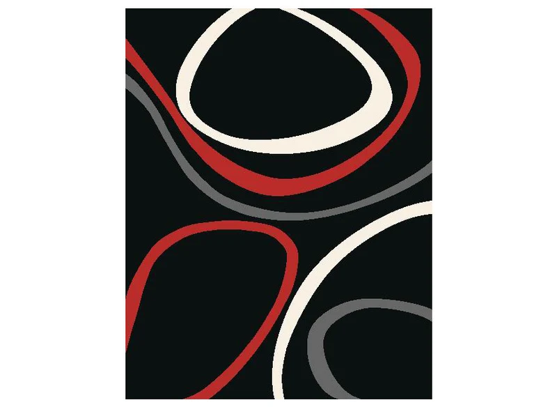 Tapis 160x230 ONDES Rouge/Noir
