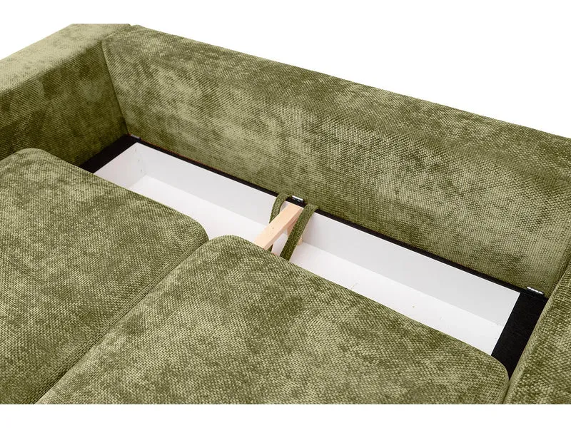 Canapé Panoramique d'Angle XXL en Tissu Vert 5 Places - SELLO
