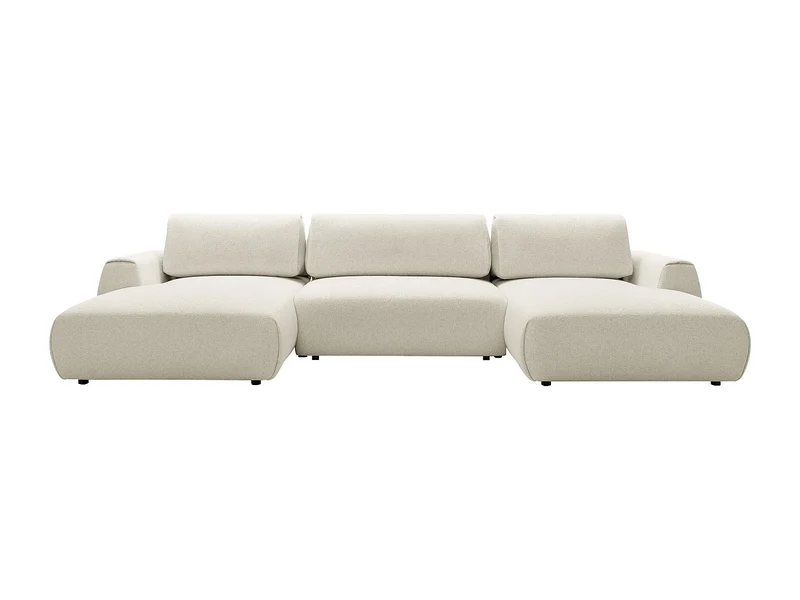 Canapé Panoramique d'Angle XXL Convertible en Tissu Beige - MONELIA