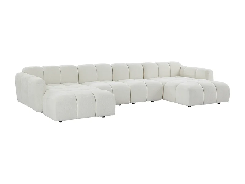 Canapé Panoramique d'Angle XXL Modulable en Tissu Blanc cassé - CARLIVI