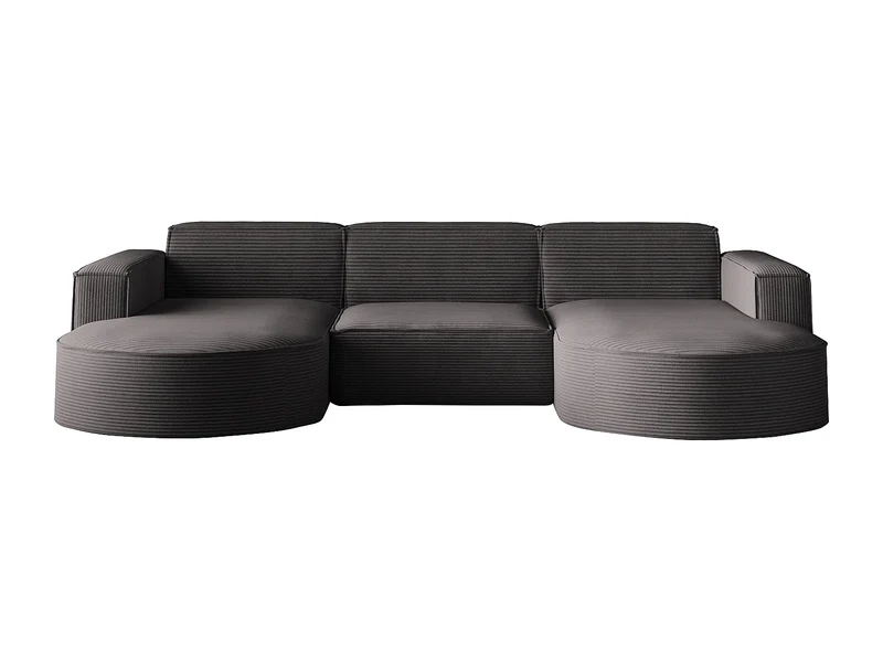 Canapé Panoramique d'Angle en Tissu Gris anthracite 5 Places - PARMA