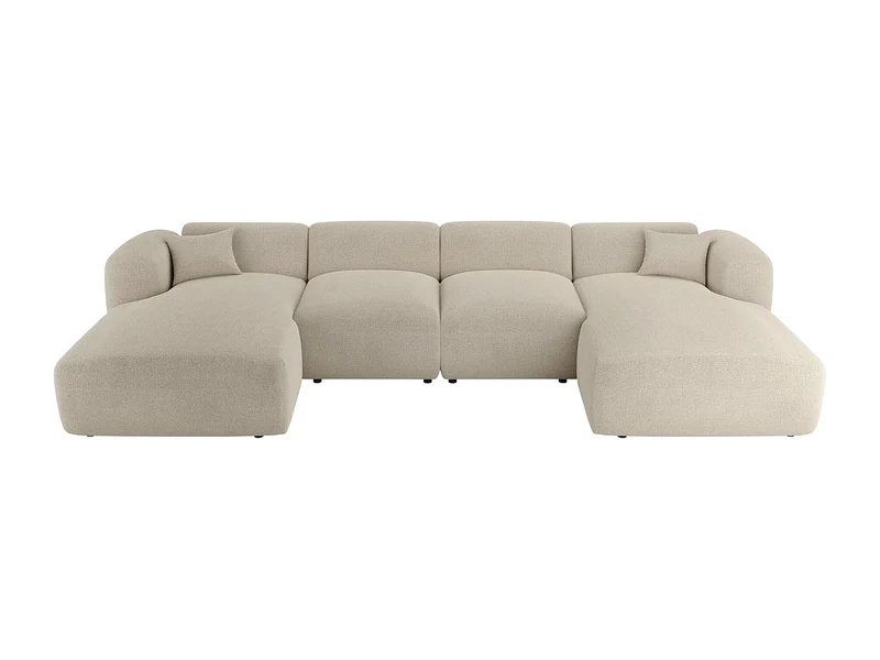 Canapé Panoramique d'Angle XXL en Tissu Beige - POGNI