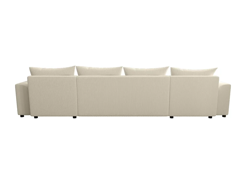 Canapé Panoramique d'Angle Convertible en Velours Côtelé Beige - NESSARO