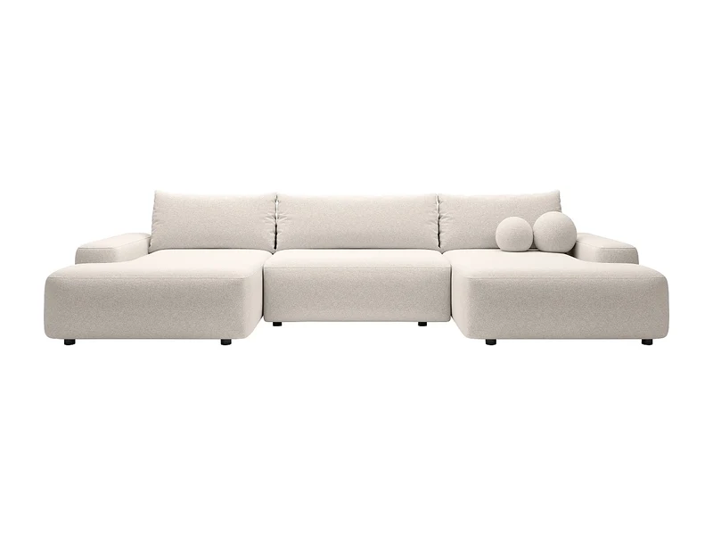 Canapé Panoramique d'Angle XXL Convertible en Tissu Crème - DAVISO