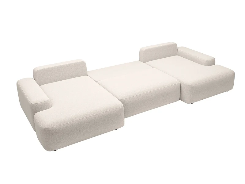 Canapé Panoramique d'Angle XXL Convertible en Tissu Crème - DAVISO