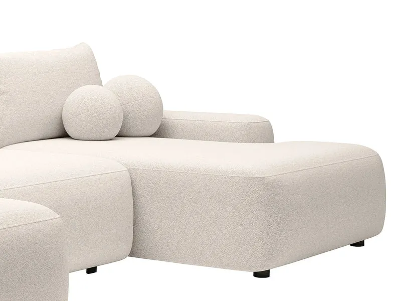 Canapé Panoramique d'Angle XXL Convertible en Tissu Crème - DAVISO