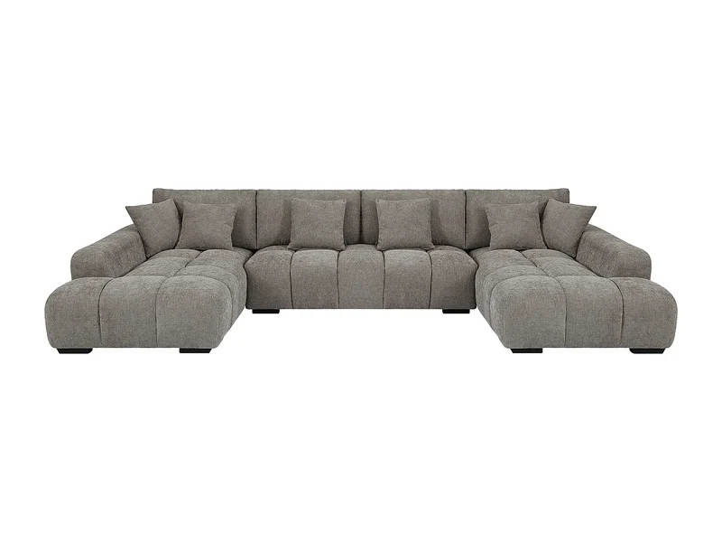 Canapé Panoramique d'Angle XXL en Tissu Gris - BERENIA