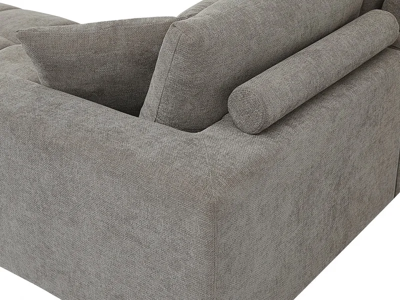 Canapé Panoramique d'Angle XXL en Tissu Gris - BERENIA