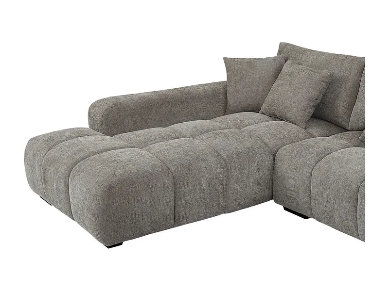 Canapé Panoramique d'Angle XXL en Tissu Gris - BERENIA