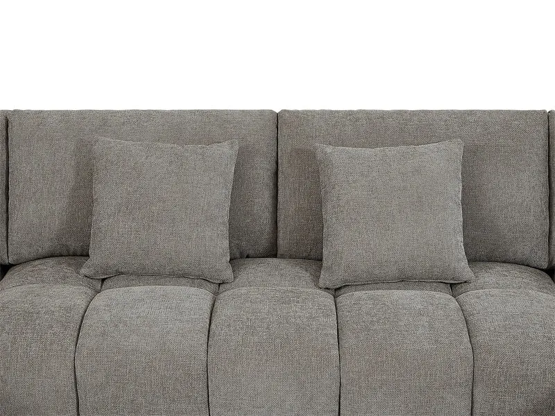 Canapé Panoramique d'Angle XXL en Tissu Gris - BERENIA