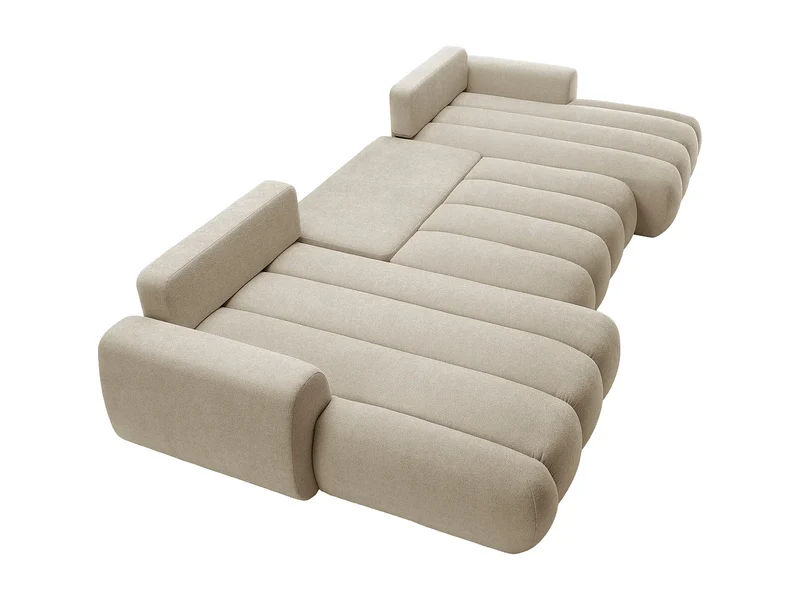 Canapé Panoramique d'Angle XXL Convertible en Tissu Beige - FRIDORA