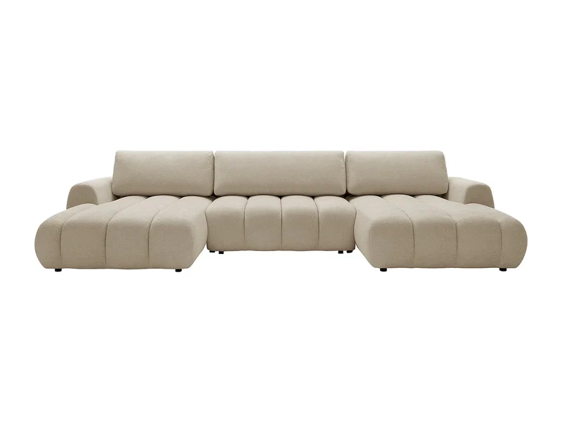 Canapé Panoramique d'Angle XXL Convertible en Tissu Beige - FRIDORA