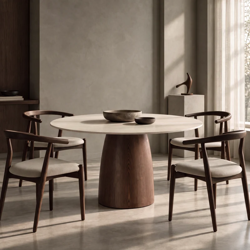 Table à manger TAMI céramique et bois noyer 120cm