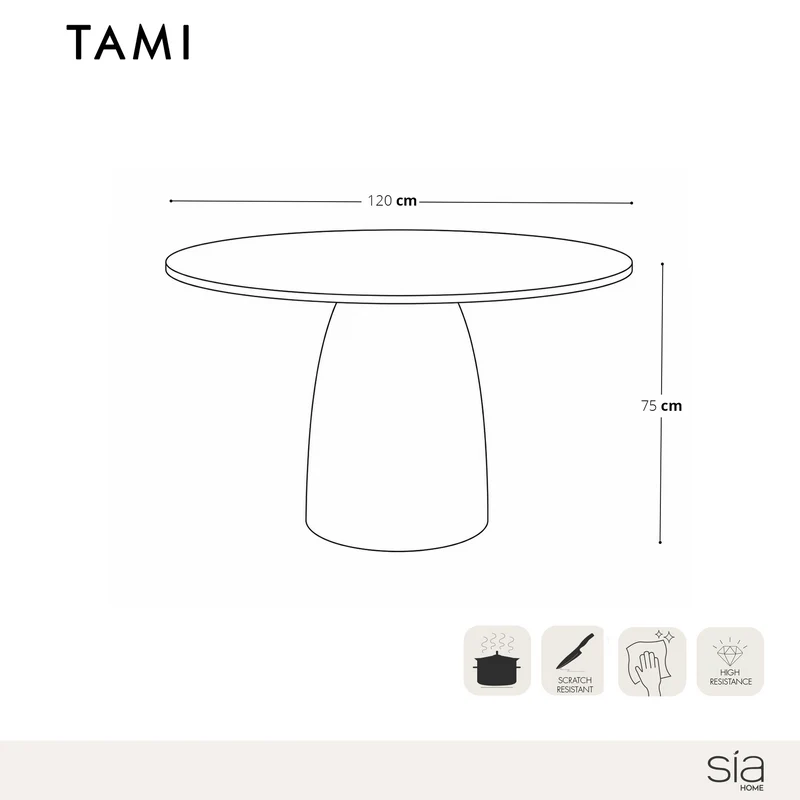 Table à manger TAMI céramique et bois noyer 120cm