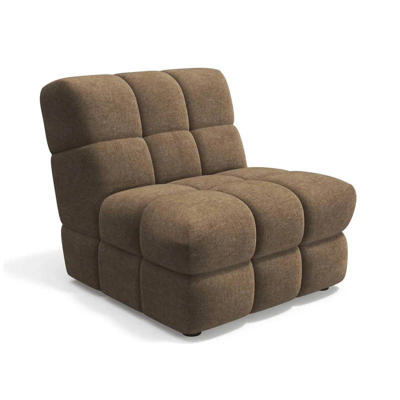 2 fauteuils chauffeuses SEVENTY tissu tramé toucher doux marron glacé