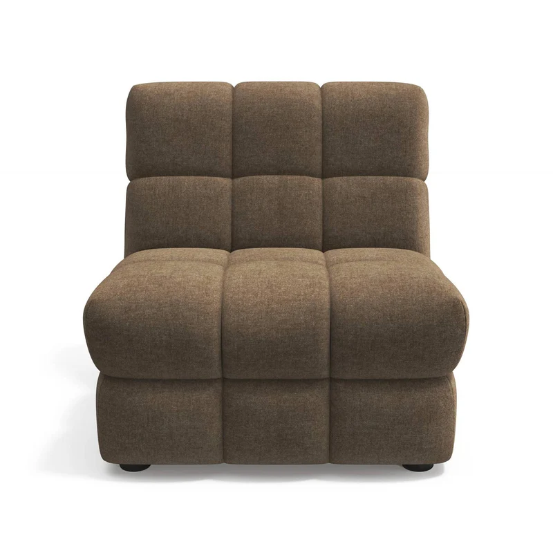 2 fauteuils chauffeuses SEVENTY tissu tramé toucher doux marron glacé