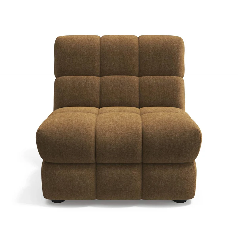 2 fauteuils chauffeuses SEVENTY tissu tramé toucher doux miel foncé