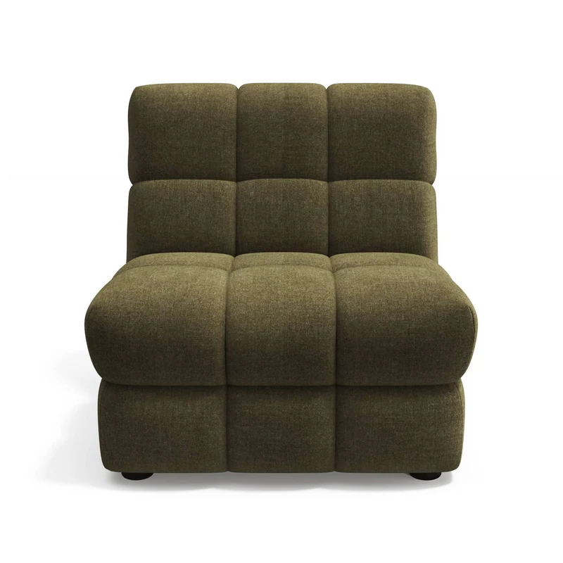 2 fauteuils chauffeuses SEVENTY tissu tramé toucher doux vert vintage