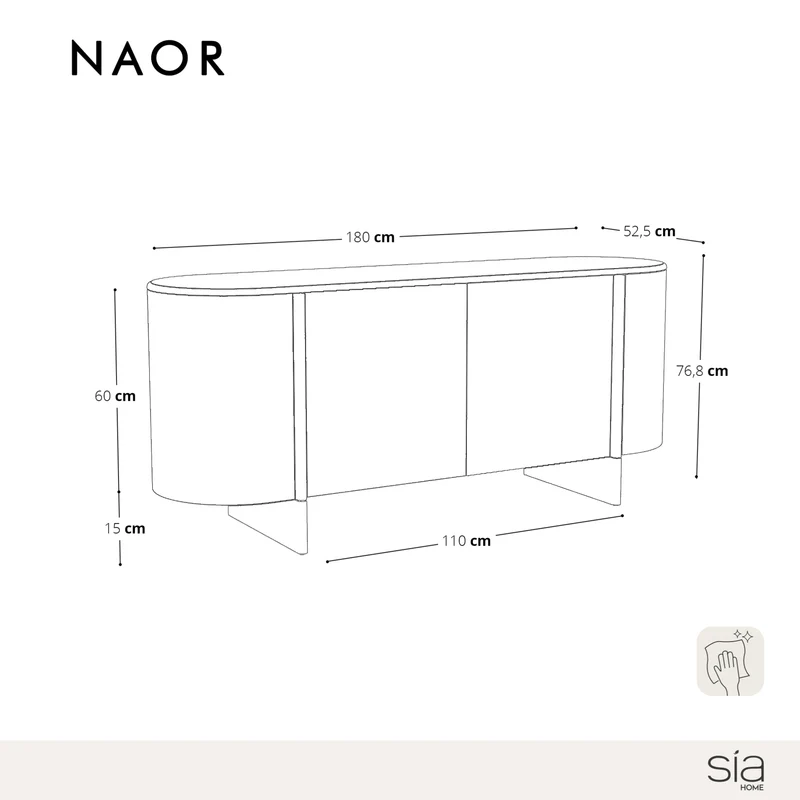 Buffet NAOR marbre beige naturel et bois noyer foncé
