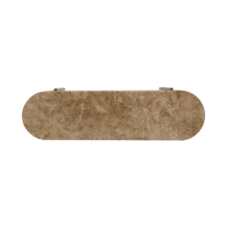 Buffet NAOR marbre beige naturel et bois noyer foncé