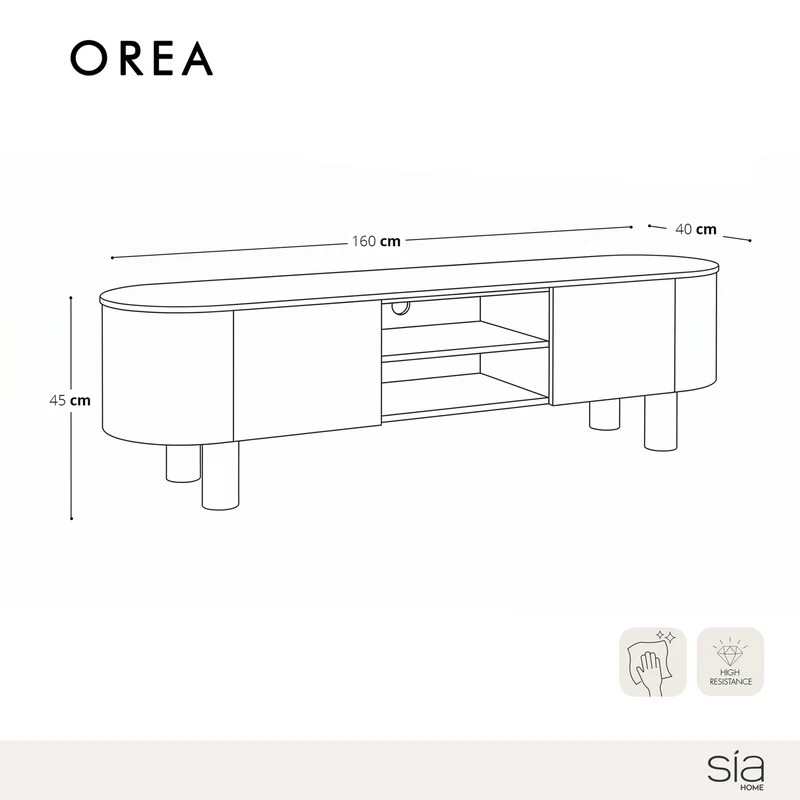 Meuble TV OREA chêne clair 160cm